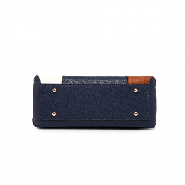 LT1701 - Miss Lulu Colour Block Panel Shoulder Bag Brown