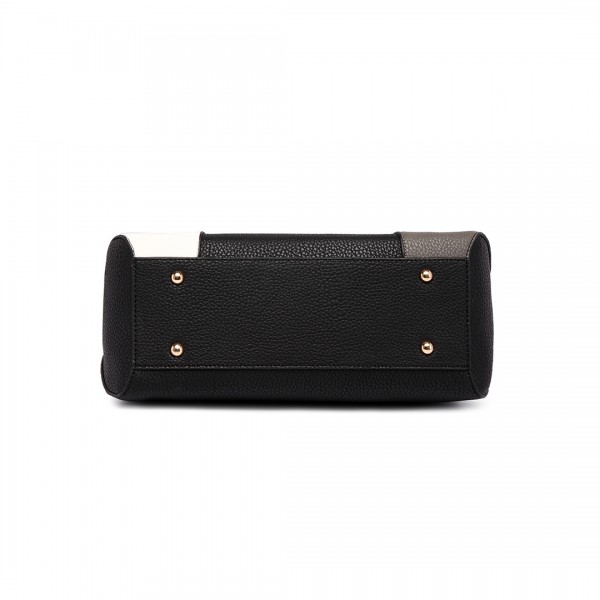 LT1701 - Miss Lulu Colour Block Panel Shoulder Bag Grey