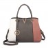 LT1701 - Miss Lulu Colour Block Panel Shoulder Bag Pink