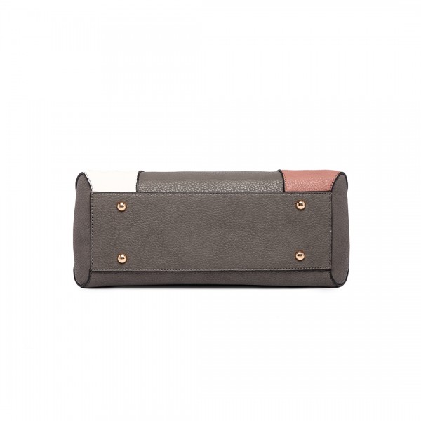 LT1701 - Miss Lulu Colour Block Panel Shoulder Bag Pink