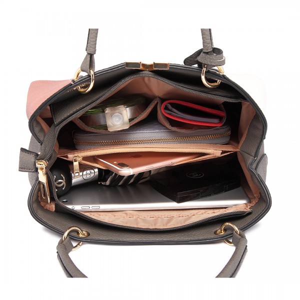 LT1701 - Miss Lulu Colour Block Panel Shoulder Bag Pink