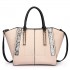 LT1703 - Miss Lulu Snake Skin Stripe Panel Shoulder Bag Beige