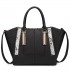 LT1703 - Miss Lulu Snake Skin Stripe Panel Shoulder Bag Black
