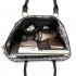 LT1703 - Miss Lulu Snake Skin Stripe Panel Shoulder Bag Black