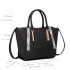 LT1703 - Miss Lulu Snake Skin Stripe Panel Shoulder Bag Black