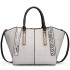 LT1703 - Miss Lulu Snake Skin Stripe Panel Shoulder Bag Grey