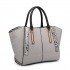 LT1703 - Miss Lulu Snake Skin Stripe Panel Shoulder Bag Grey
