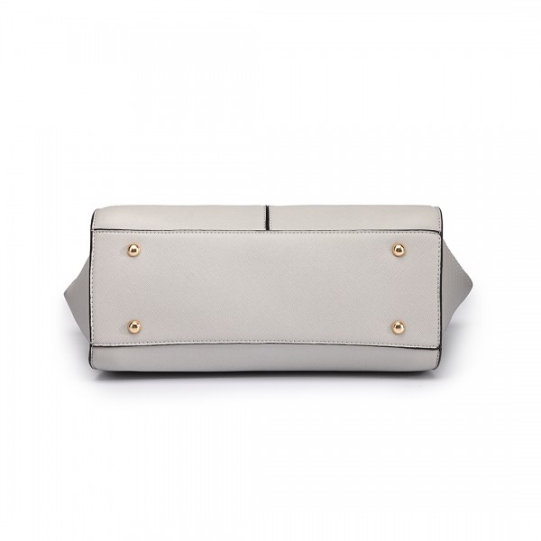 LT1703 - Miss Lulu Snake Skin Stripe Panel Shoulder Bag Grey