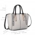 LT1703 - Miss Lulu Snake Skin Stripe Panel Shoulder Bag Grey