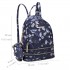 LT1704 - Miss Lulu Matte Oilcloth Small Fashion Bird Print Backpack Navy