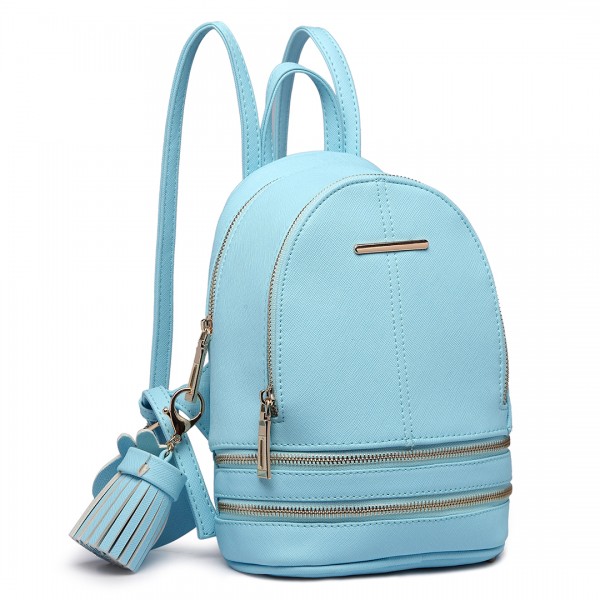 LT1705 -  Mlle Lulu Petit sac à dos Bleu avec apparence de cuir à la mode 