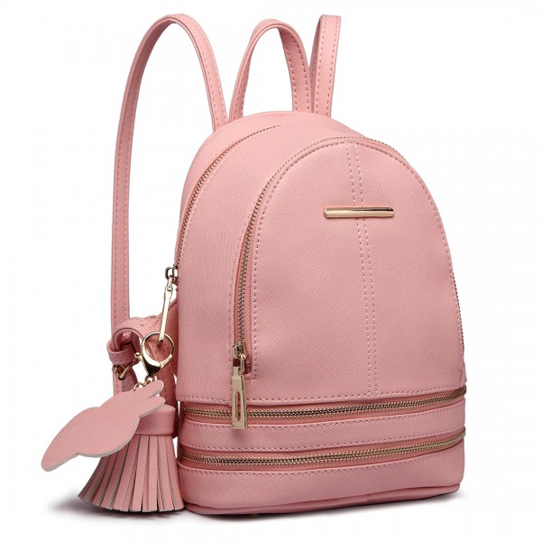 LT1705 - Miss Lulu PU Leather Look Small Fashion Backpack - Pink LT1705 - Miss Lulu PU Leather Look Small Fashion Backpack - Pink