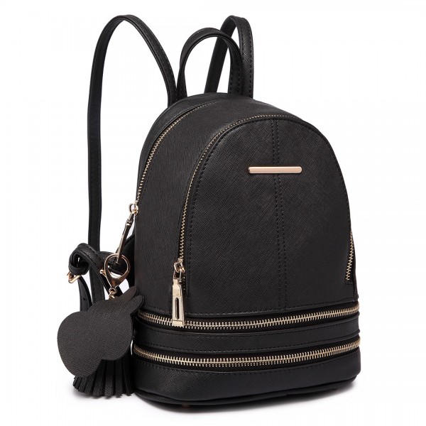 LT1705 - Miss Lulu PU Leather Look Small Fashion Backpack - Black LT1705 - Miss Lulu PU Leather Look Small Fashion Backpack - Black