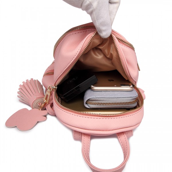 LT1705 - Miss Lulu PU Leather Look Small Fashion Backpack - Pink LT1705 - Miss Lulu PU Leather Look Small Fashion Backpack - Pink
