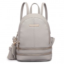 LT1705 - Miss Lulu Leather Look Small Fashion Backpack Grey