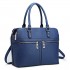 LT1706 - Miss Lulu Structured Classic Multi Compartment Shoulder Bag Navy