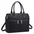 LT1706 - Miss Lulu Structured Classic Multi Compartment Shoulder Bag Black