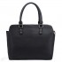 LT1706 - Miss Lulu Structured Classic Multi Compartment Shoulder Bag Black