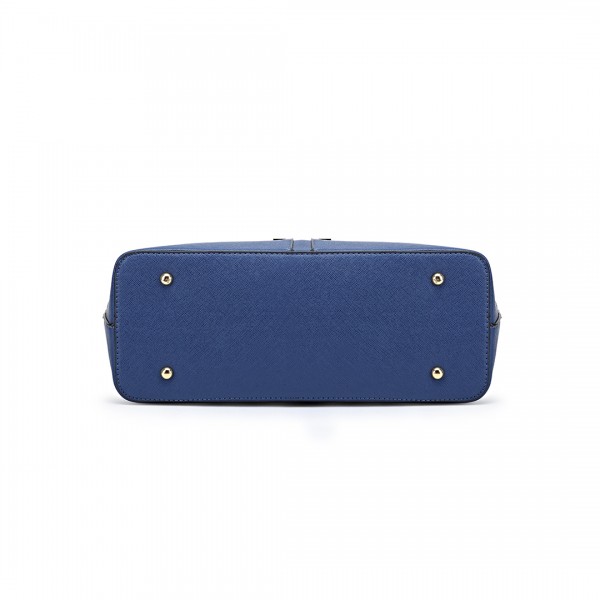 LT1706 - Miss Lulu Structured Classic Multi Compartment Shoulder Bag Navy