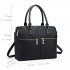 LT1706 - Miss Lulu Structured Classic Multi Compartment Shoulder Bag Black