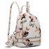 LT1707 - Miss Lulu Leather Look Small Fashion Floral Backpack White