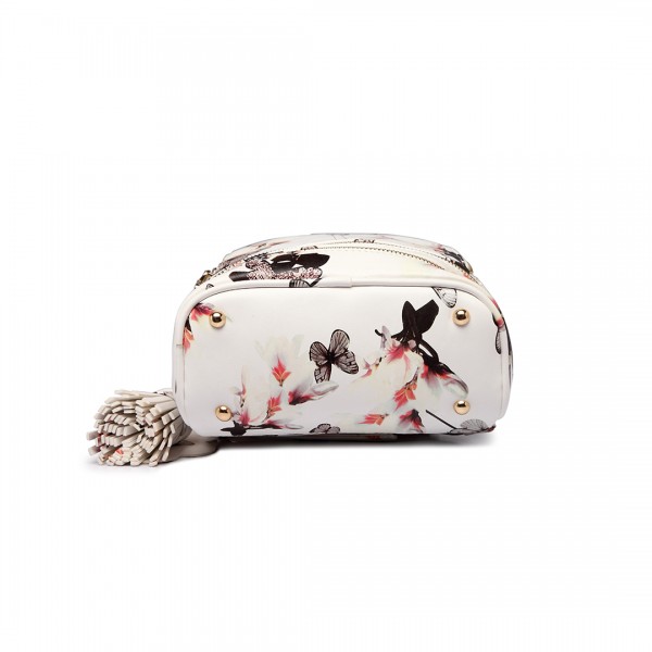 LT1707 - Miss Lulu Leather Look Small Fashion Floral Backpack White