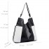 LT1721 - Miss Lulu Leather Look Slouch Hobo Shoulder Tote Bag Black and White
