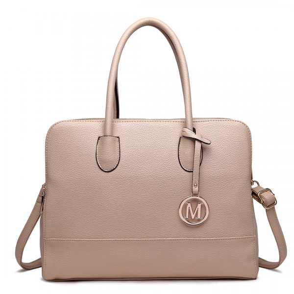 LT1726 - Miss Lulu strukturiertem PU Leder mittlerer Größe klassische Tasche Schultertasche Tan