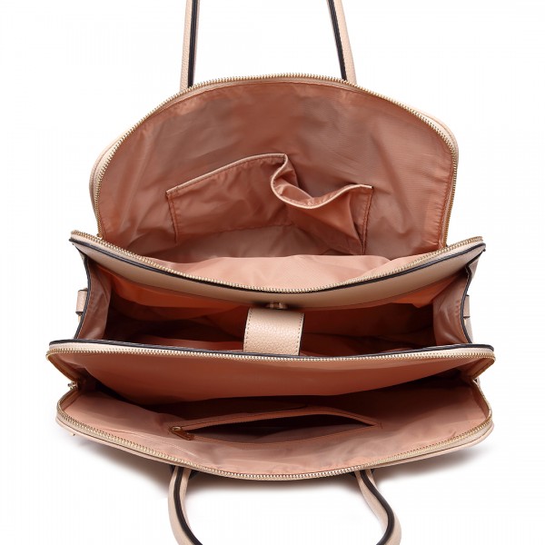 LT1726 - Miss Lulu strukturiertem PU Leder mittlerer Größe klassische Tasche Schultertasche Tan