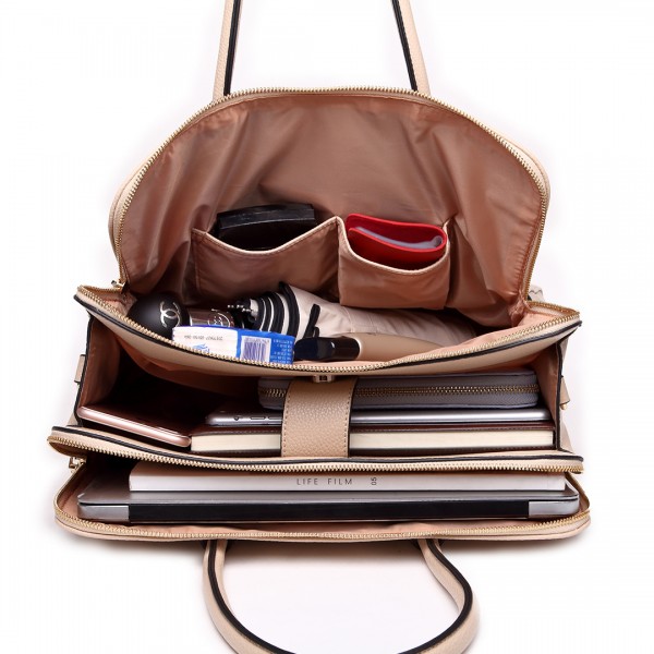 LT1726 - Miss Lulu strukturiertem PU Leder mittlerer Größe klassische Tasche Schultertasche Tan