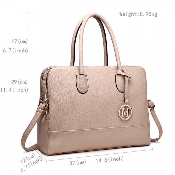 LT1726 - Miss Lulu strukturiertem PU Leder mittlerer Größe klassische Tasche Schultertasche Tan