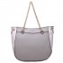 LT1728 - Miss Lulu Textured Leather Look Tassel Zip Detail Shoulder Bag Grey