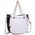 LT1728 - Miss Lulu Textured Leather Look Tassel Zip Detail Shoulder Bag White and Black