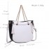 LT1728 - Miss Lulu Textured Leather Look Tassel Zip Detail Shoulder Bag White and Black