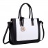 LT1736 - Miss Lulu Structured Work Shoulder Bag Black & White