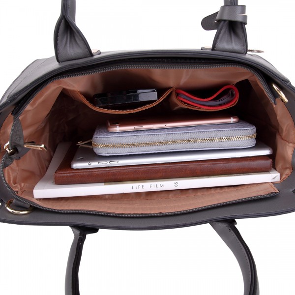 LT1736 - Miss Lulu Structured Work Shoulder Bag Grey LT1736 - Miss Lulu Structured Work Shoulder Bag Grey