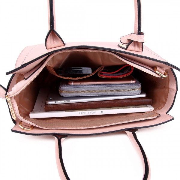LT1736 - Miss Lulu Structured Work Shoulder Bag Nude