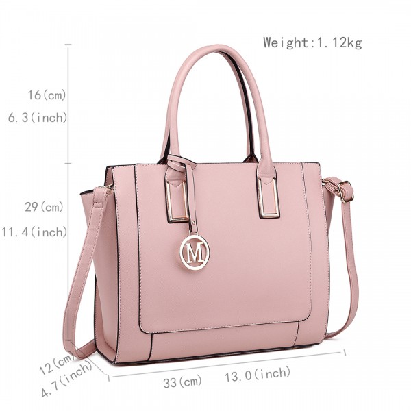 LT1736 - Miss Lulu Structured Work Shoulder Bag Nude