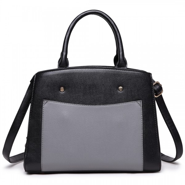 LT1747 BK - Miss Lulu Front Pocket Tote Handbags with Purse Black