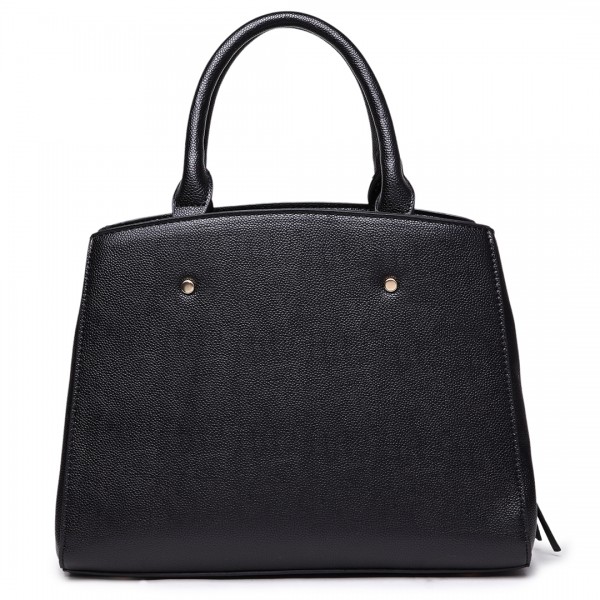 LT1747 BK - Miss Lulu Front Pocket Tote Handbags with Purse Black