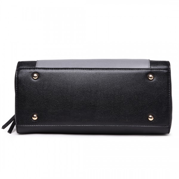 LT1747 BK - Miss Lulu Front Pocket Tote Handbags with Purse Black