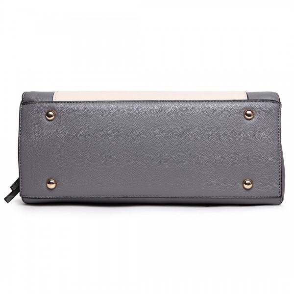LT1747 GY - Miss Lulu Front Pocket Tote Handbags with Purse Grey