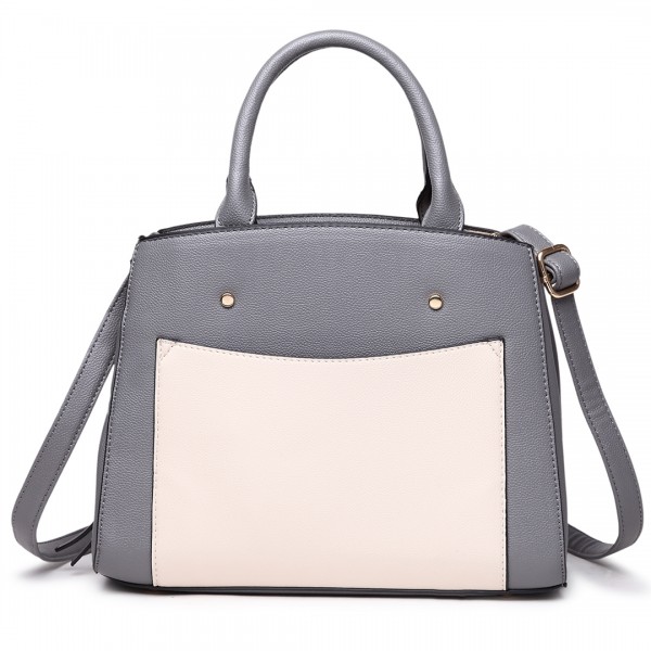 LT1747 GY - Miss Lulu Front Pocket Tote Handbags with Purse Grey