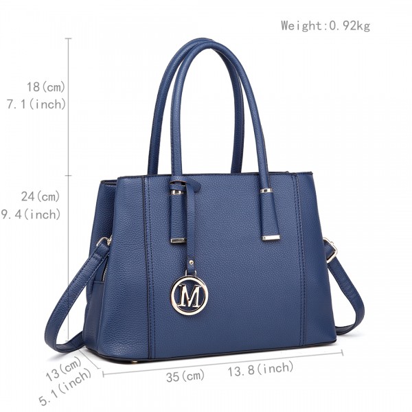 LT1748 BE - Miss Lulu Multi-Compartment Large Handbags Blue