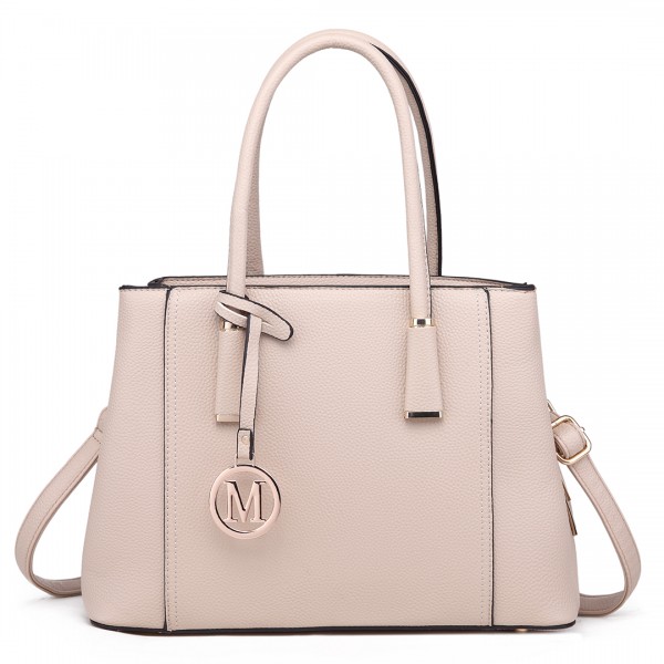 LT1748 BG - Miss Lulu Leder Look Umhängetasche Beige