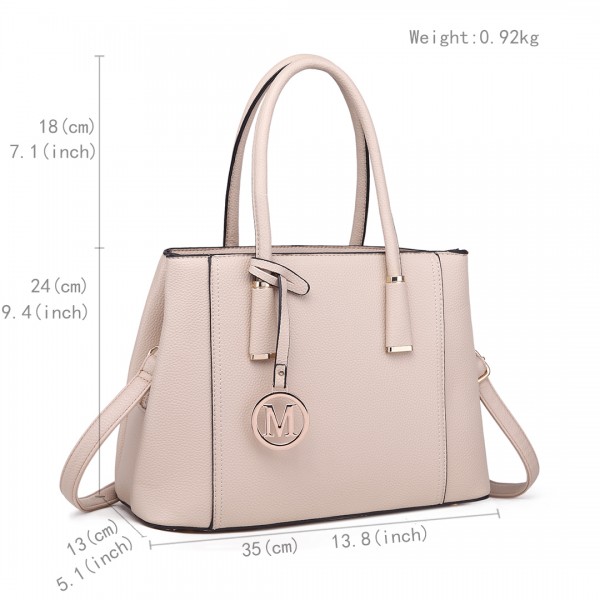 LT1748 BG - Miss Lulu Leder Look Umhängetasche Beige