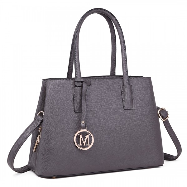 LT1748 GY - Miss Lulu Multi-Compartment Large Handbags Grey