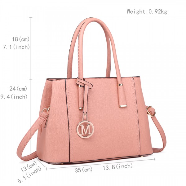 LT1748 PK - Miss Lulu Multi-Compartment Large Handbags Pink
