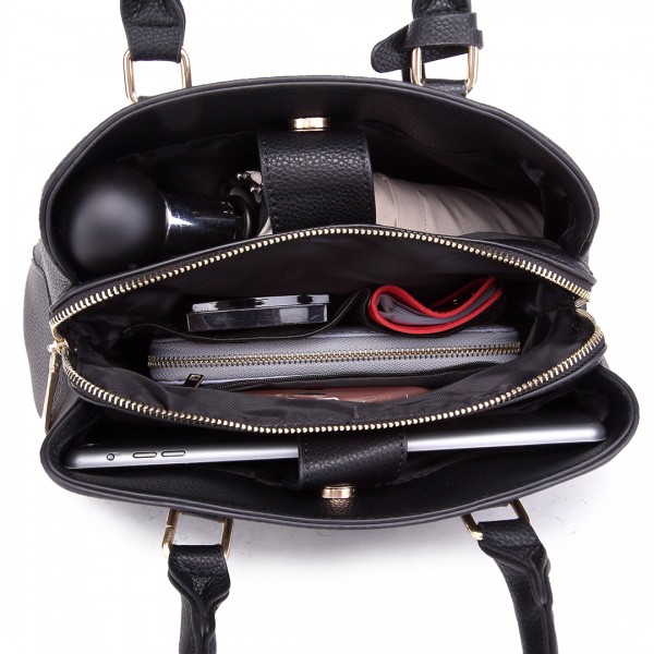 LT1752 - Miss Lulu Medium Tote Handbags Black