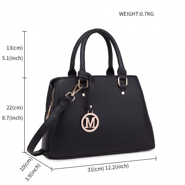 LT1752 - Miss Lulu Medium Tote Handbags Black
